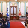 El primer ministro vietnamita, Pham Minh Chinh, y el presidente de República Dominicana, Luis Abinader Corona, presiden la conferencia de prensa conjunta tras sus conversaciones (Foto: VNA)