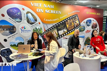 Socios intercambian información con productores cinematográficos vietnamitas. (Fotografía: VNA)