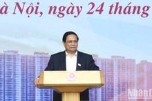 El primer ministro de Vietnam, Pham Minh Chinh, interviene en la reunión. (Fotografía: Nhan Dan)