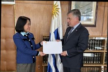 La recién nombrada embajadora de Vietnam en Argentina concurrente en Uruguay, Ngo Minh Nguyet, se reúne con el canciller uruguayo, Omar Paganini. (Fotografia: VNA)