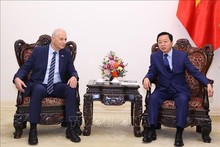 El viceprimer ministro Tran Hong Ha recibe a Reha Denemec, vicepresidente del Grupo turco IC ICTAS. (Foto: VNA)