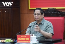 El primer ministro de Vietnam, Pham Minh Chinh, habla en la cita (Foto: VOV)