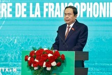 El presidente de la Asamblea Nacional de Vietnam, Tran Thanh Man, pronuncia un discurso en la inauguración de la reunión del Comité Ejecutivo de la APF. (Foto: VNA)