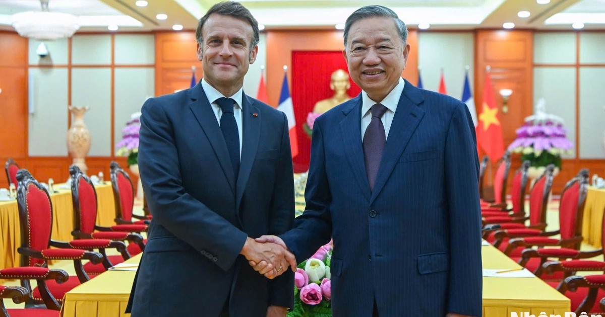 [Foto] Máximo dirigente partidista de Vietnam recibe al presidente de Francia