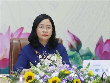 La miembro del Secretariado del Comité Central del Partido Comunista de Vietnam y jefa de su Comisión de Movilización de Masas, Bui Thi Minh Hoai. (Fotografía: VNA)