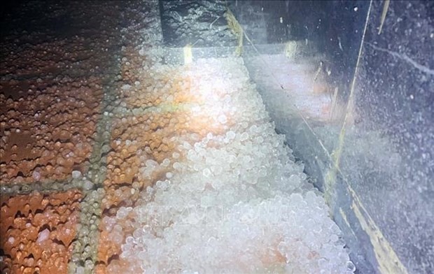 Capa de granizo. (Fotografía: VNA)