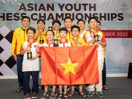 El equipo vietnamita en el Campeonato Asiático de Ajedrez Juvenil. (Fotografía: VNA)