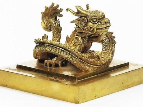 El sello de oro “Hoang de chi bao” (tesoro del emperador). (Fotografía: VNA)