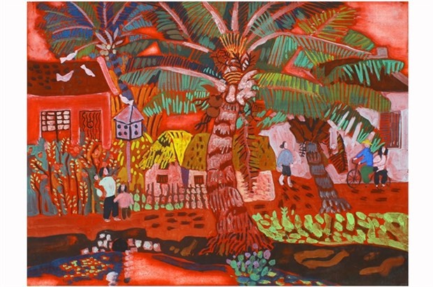 Una pintura exhibida en la exposición. (Fotografía: VNA)