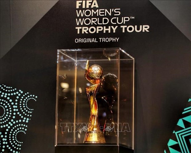 El trofeo de la Copa Mundial Femenina de Fútbol de 2023. (Foto: VNA)