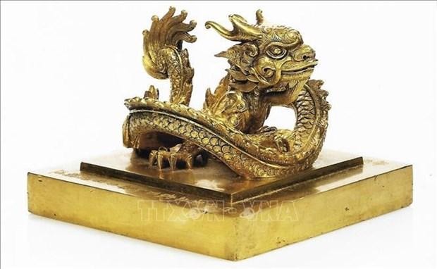 El sello de oro “Hoang de chi bao” (tesoro del emperador) (Fotografía: VNA)