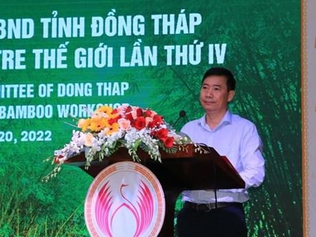 El presidente del Comité Popular de Dong Thap, Pham Thien Nghia, habla en el evento. (Fotografía: VNA)