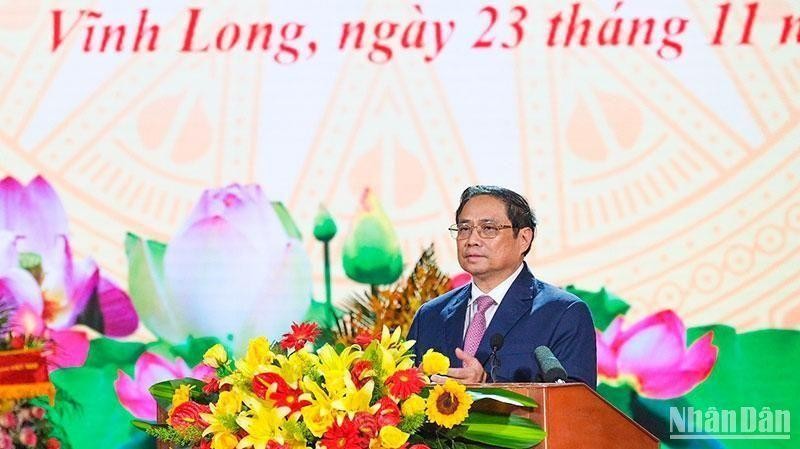 El primer ministro Pham Minh Chinh, habla en el acto. (Fotografía: Nhan Dan)