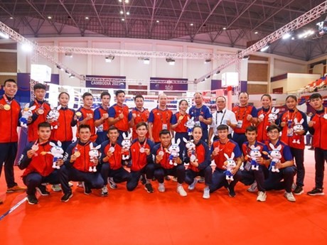 El equipo de kickboxing conquistó la última medalla de oro en los SEA Games 32 (Fuente:VNA)