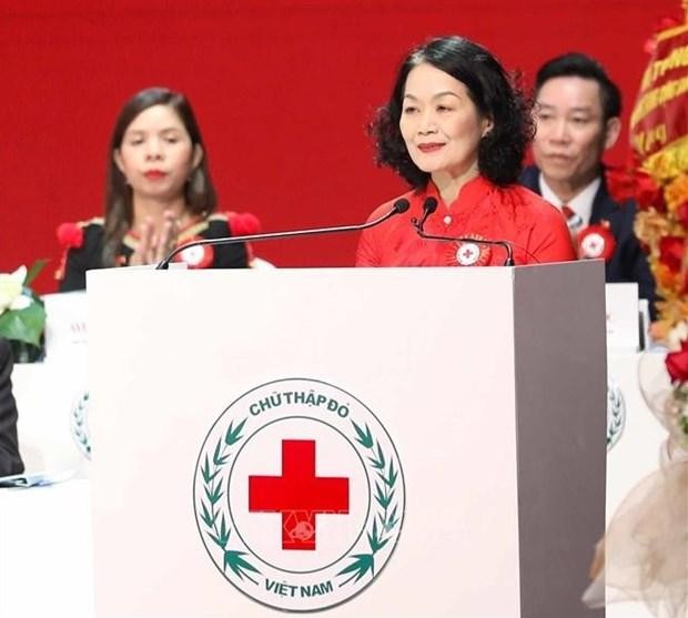 La presidenta de la Cruz Roja de Vietnam, Bui Thi Hoa. (Fotografía: VNA)