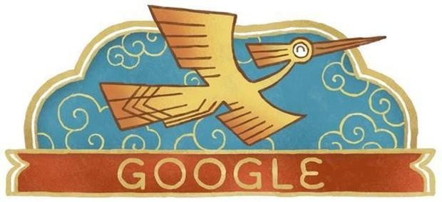 Una captura de pantalla del Doodle de Google con el ave nacional mítica "chim lac" de Vietnam. (Fuente: Google Doodle )