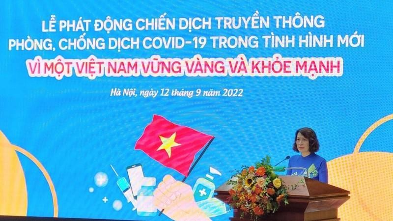 La viceministra Nguyen Thi Lien Huong interviene en el acto. (Fotografía: Nhan Dan)