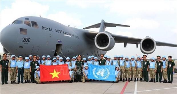 Oficiales vietnamitas participantes en las actividades de la ONU. (Fotografía: VNA)