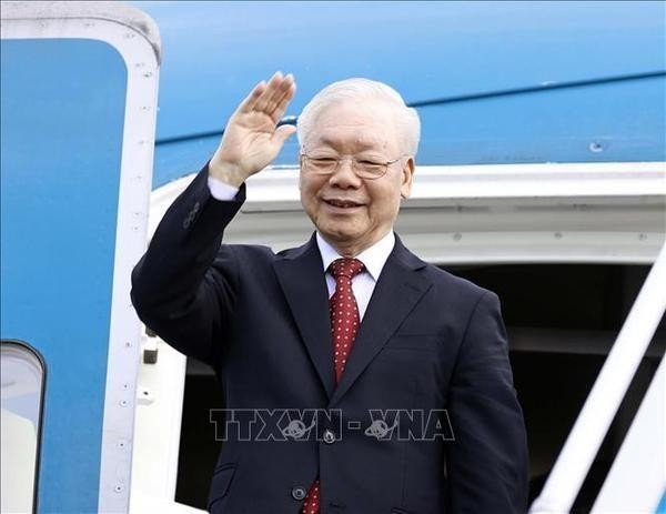 El secretario general del Partido Comunista de Vietnam, Nguyen Phu Trong, partió de Hanói rumbo a Pekín para realizar una visita oficial a China. (Fotografía: VNA)