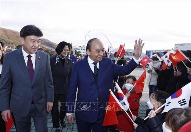 El presidente de Vietnam, Nguyen Xuan Phuc, visita la provincia de Gyeonggi. (Fotografía: VNA)