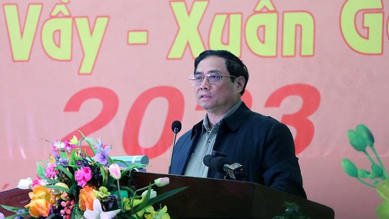 El primer ministro de Vietnam, Pham Minh Chinh, interviene en la cita. (Fotografía: Nhan Dan)
