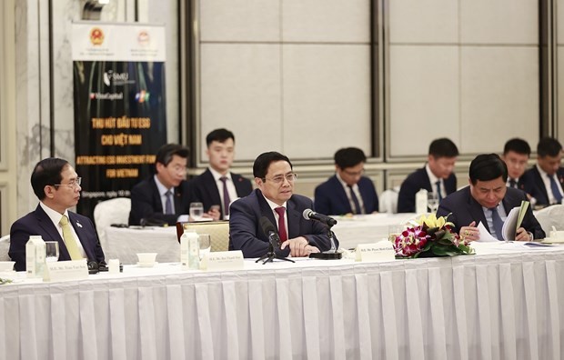 El primer ministro de Vietnam, Pham Minh Chinh, en la reunión. (Fotografía: VNA)