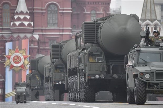 Misil balístico intercontinental RS-24 Yars de Rusia, capaz de transportar una cabeza nuclear. (Fotografía: AFP/VNA)