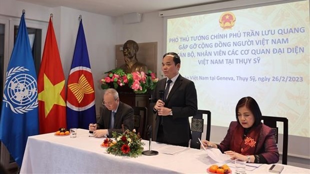 El vice primer ministro de Vietnam Tran Luu Quang en el encuentro. (Fotografía: VNA)