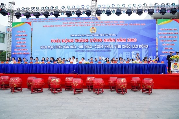 El acto de lanzamiento del Mes de los Trabajadores en Hai Phong. (Fotografía: haiphong.gov.vn)