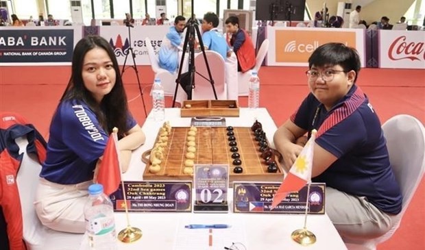 La jugadora vietnamita Doan Thi Hong Nhung (izquierda) en la final. (Fotografía: VNA)