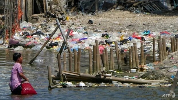 Desechos de plástico en Indonesia. (Fotografía: AFP)