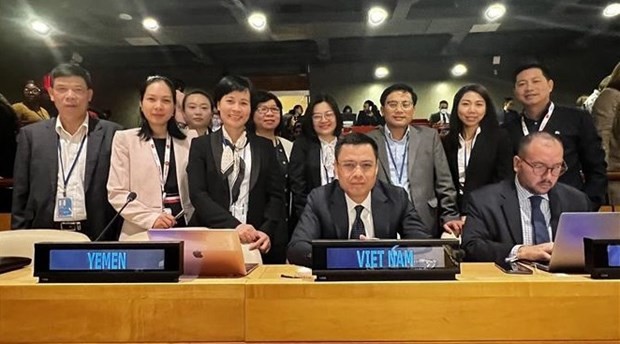 La delegación vietnamita participa en la conferencia. (Fotografía: VNA)