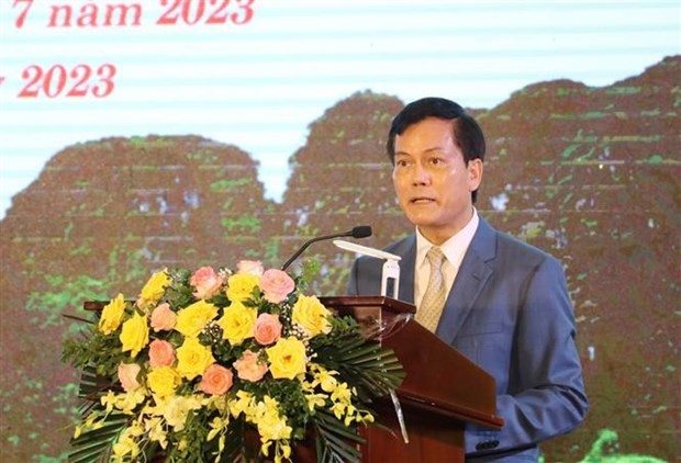 El vicecanciller vietnamita Ha Kim Ngoc en la conferencia. (Fotografía: VNA)