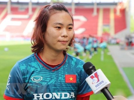 La delantera de la selección nacional de fútbol femenino de Vietnam Pham Hai Yen. (Fotografía: VNA)