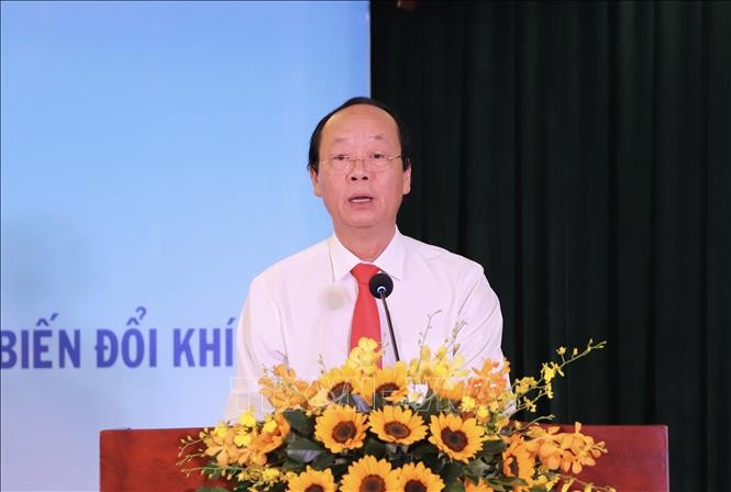 El viceministro de Recursos Naturales y Medio Ambiente Vo Tuan Nhan interviene en el evento. (Fotografía: VNA)