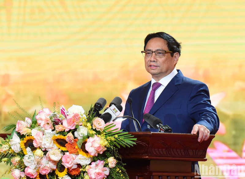 El primer ministro de Vietnam, Pham Minh Chinh, habla en el evento. (Fotografía: Nhan Dan)