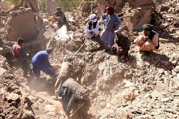 Fuerzas de rescate buscan a las víctimas del terremoto. (Fotografía: AFP/ VNA)