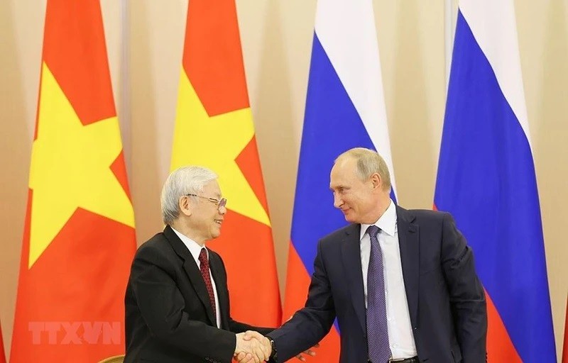El secretario general del Partido Comunista de Vietnam, Nguyen Phu Trong, y el presidente de Rusia, Vladimir Putin, se reúnen en Sochi, Rusia, en septiembre de 2018. (Fotografía: VNA)