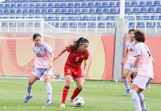 La jugadora Huynh Nhu (9) ante el rival de Japón. (Fotografía: VFF)
