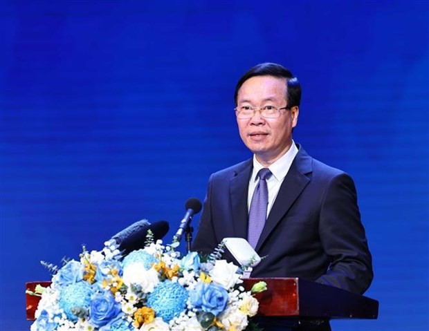 El presidente de Vietnam, Vo Van Thuong, en el evento. (Fotografía: VNA)