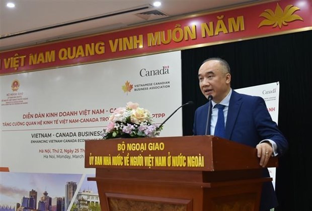 Nguyen Manh Dong, vicepresidente del Comité Estatal para los Vietnamitas en el extranjero, en el foro. (Fotografía: VNA)