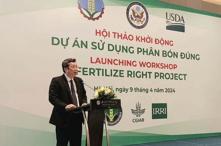 El viceministro vietnamita de Agricultura y Desarrollo Rural Hoang Trung interviene en el acto. (Fotografía: petrotimes.vn)