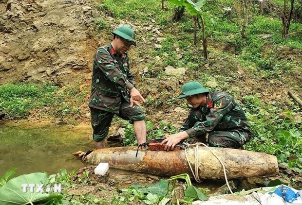 Una bomba de 226 kilogramos desactivada en la provincia de Nghe An. (Fotografía: VNA)