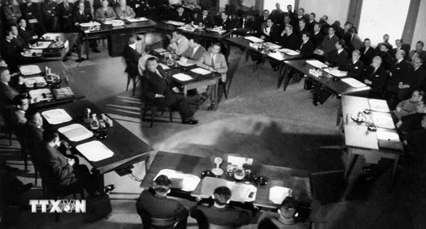 El panorama de la Conferencia de Ginebra, organizada el 8 de mayo de 1954. (Fotografía: VNA)