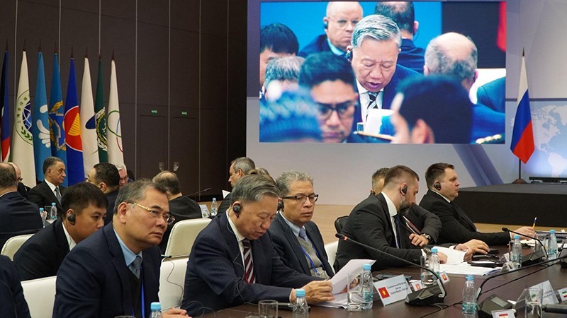 El general To Lam, ministro de Seguridad Pública de Vietnam, asiste a la XII Reunión Internacional de Altos Representantes para Cuestiones de Seguridad en la ciudad rusa de San Petersburgo. (Fotografía: VNA)