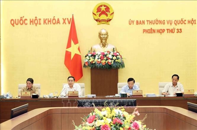 El vicepresidente permanente de la Asamblea Nacional de Vietnam, Tran Thanh Man, interviene en la cita. (Fotografía: VNA)