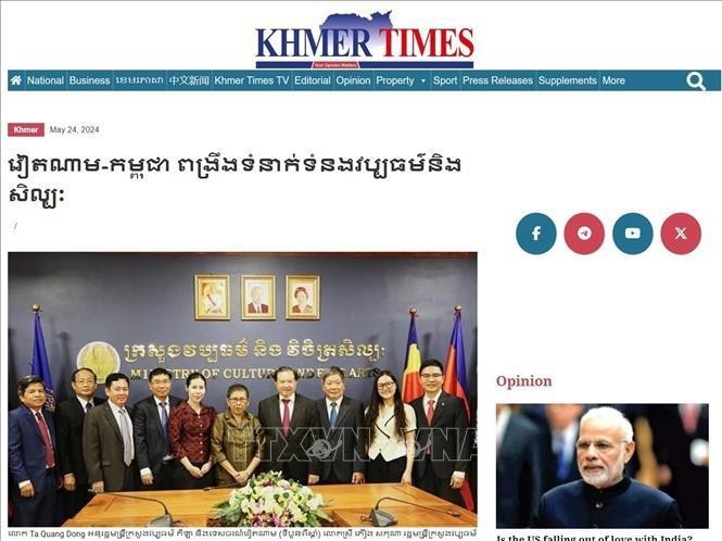 Artículo publicado en el periódico Khmer Times. (Fotografía: VNA)