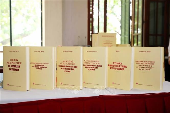 El libro "Algunas cuestiones teóricas y prácticas sobre el socialismo y el camino al socialismo" del secretario general del Partido Comunista de Vietnam, Nguyen Phu Trong. (Fotografía: VNA)