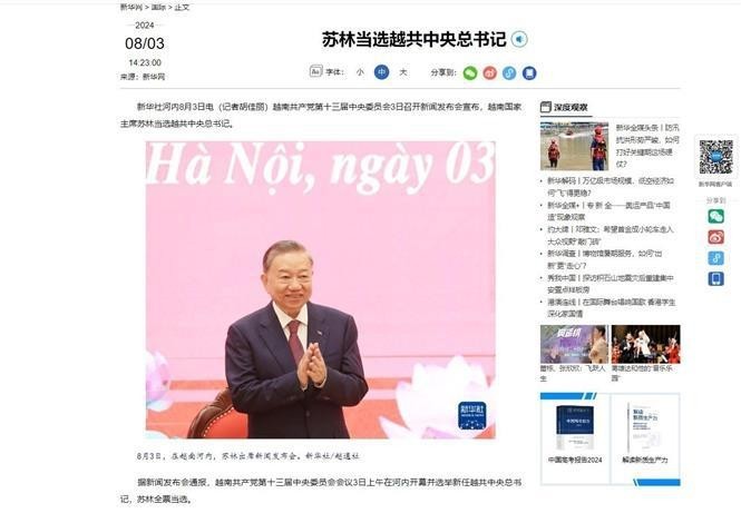 Un artículo publicado por la Agencia de Noticias Xinhua de China. (Fotografía: VNA)