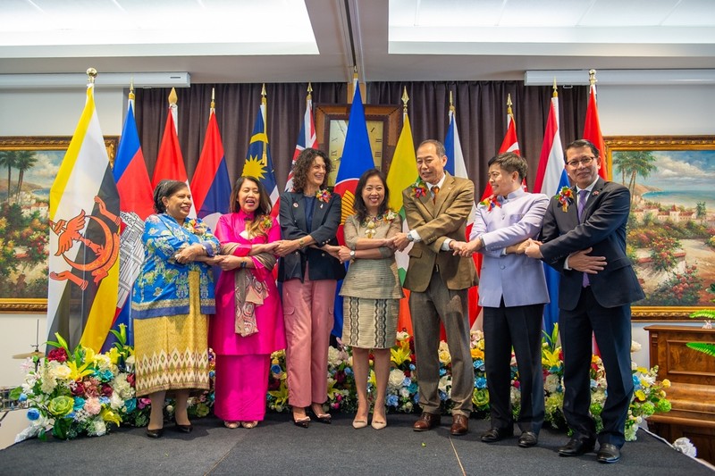 Los embajadores de países de la Asean participantes en el evento. (Fotografía: VOV)